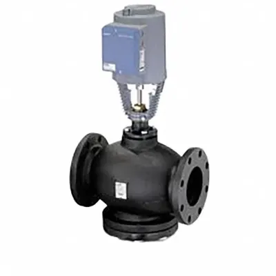 Siemens Hydronic Globe Valve: 3-Way, 160 CV Flow, 4 in Flanged, Cast Iron Body - 3-Way Flanged Connection Globe Valves
