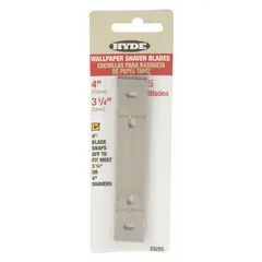 Standard-end replacement scraper blade with a 4-inch overall length. Designed as a direct replacement component for scraper tools used in surface preparation, paint removal, and general maintenance tasks.