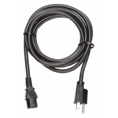 This 10-foot power cord features a NEMA 5-15P plug and a C13 receptacle, with 3/14 SJT construction and a PVC jacket. Rated for 15 A, it is used to connect electronic equipment such as computers, monitors, and servers to standard wall outlets.
