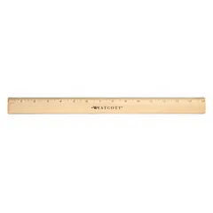 This 15-inch wood ruler features a clear, rigid body with black printed graduation marks in 1/16-inch and decimal scales. With a thickness of 0.11 inches, it is suited for drafting, engineering, and classroom measurement tasks where accurate, easy-to-read measurements are required.