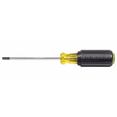 This screwdriver features a T25 Torx tip and a 4-inch steel shank. The cushion grip handle provides comfort during use. It is suited for general fastening and loosening of T25 Torx fasteners in maintenance and assembly tasks.