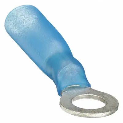 OEM Ring Terminal: Blue, Heat Shrink Insulation, #8 Stud Size - Insulated Ring Terminals with Heat Shrink