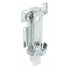 This hanging door guide is designed for use with sliding doors in track systems, supporting doors up to 100 lb. It measures 2-7/8 inches in length and 3-13/16 inches in width. Sold as a pair (1 PR).
