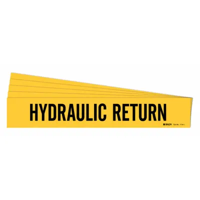 BRADY Pipe Marker: Hydraulic Return, Yellow, Black, Fits 2 1/2 to 7 7/8 in Pipe O.D. - Hydraulic Return Adhesive Pipe Markers