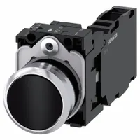 SIEMENS Flush Push Button Operator: Non-Illuminated, Flush Profile, Non-Metallic, 22 mm, 1NO/1NC (MPN 3SU1150-0AB10-1FA0)