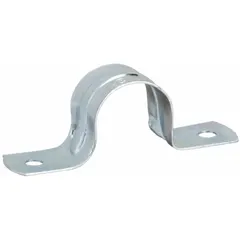 Steel surface mount clamp for securing 3/4 in EMT conduit or pipe to structural surfaces. Electroplated gray finish provides corrosion resistance. Two-hole screw-on mounting. cULus listed.