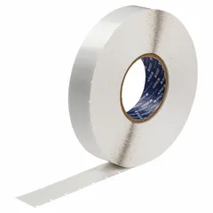 This precut label roll cartridge contains 6400 self-extinguishing vinyl labels in white matte finish, measuring 3/4 in x 1 in. Designed for use with the Wraptor A6200 printer series and A62-R4300 ribbon, it provides durable identification for cables, wires, and small cylindrical surfaces in industrial environments requiring flame resistance.