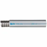 This corrosion resistant liquid-tight metallic conduit from the ATSS series is designed for industrial environments requiring protection of wiring from moisture and corrosive atmospheres. It is commonly used in machining, material handling, and HVAC systems. The conduit has a 1-inch trade size, gray color, and a nominal length of 100 feet