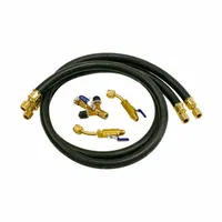 YELLOW JACKET Hose Set: 60 in Lg, 0° Angle, Black, Rubber, 2 Hoses, Ball Valve (MPN 93914)