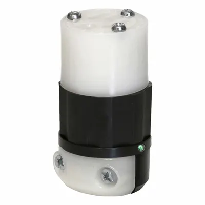 LEVITON Straight Blade Connector: 5-20R, 125V AC, 20 A, 2 Pole, 3 Wire, Black/White (MPN 5369-PLC) - General Purpose Connectors