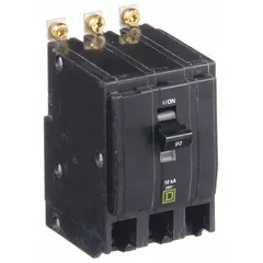 The SQUARE D QOB390 is a 90 A, three-phase miniature circuit breaker with 3 poles, rated for 120/240V AC and a maximum AIR rating of 10kA at 120/240V AC. It features a bolt-on connection type and is intended for use in Square D NQOD panelboards. This breaker provides overcurrent protection for electrical circuits in commercial and industrial applications.