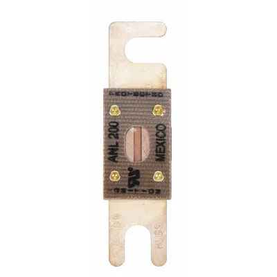 BUSSMANN Forklift Limiter Fuse: ANL Series, Bolt-On, Gen Purpose, 200 A, 80 V DC - Fast-Acting & General Purpose Bolt-On Fuses