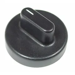 Replacement thermostat knob for HVACR equipment, used to adjust temperature settings on heaters and air handlers. Suitable for industrial heating applications such as construction site heaters and temporary climate control systems.