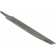 Double-cut knife file with a single-edge, bastard cut. Measures 12 inches in length without tang and 1 1/4 inches in width. Suitable for deburring, shaping, and finishing in metalworking and machining applications.