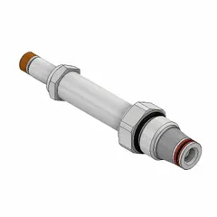 Screw-in, two-position, normally closed, two-way solenoid cartridge valve. Steel body with polyurethane seal. Overall length 2.62 in. Used in hydraulic and pneumatic systems for fluid flow control in industrial machinery and mobile equipment.