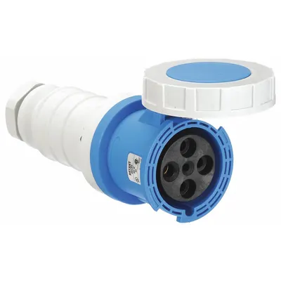 BRYANT Pin and Sleeve Connector: Blue, 250V AC, Three Phase, 60 A, 3 Pole, 4 Wire - Watertight Connectors