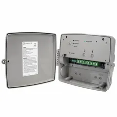 This wireless digital timer switch features a 2xSPDT contact form and is housed in a plastic body for outdoor surface mounting. It provides non-astronomic timing control for applications such as lighting, pumps, and HVAC systems in outdoor industrial environments.