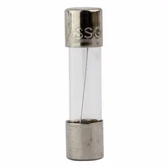 Fast-acting cylindrical fuse rated 2 A, 250 V AC, with a 5 mm x 20 mm form factor. Provides overcurrent protection for sensitive electronic circuits in power supplies, instrumentation, and control panels.