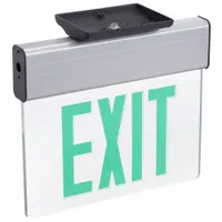 Exit Sign: 1 Faces, Green, Aluminum, Universal Field Selectable Chevrons, LED, Silver, Ceiling (MPN EDG 1 G EL SD)