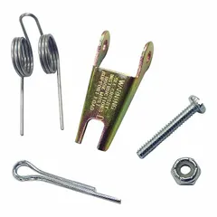 This spring latch from CROSBY is designed for use with hooks in material handling and lifting applications. It features a pin attachment type, a latch length of 5 1/8 inches, and a latch eye diameter of 3/8 inches. Constructed from steel with a plain silver finish, it provides a spring-loaded latching mechanism to help secure loads.
