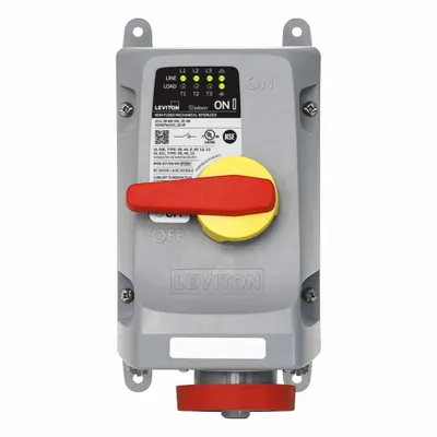 LEVITON Mechanical Interlock: 480V AC, Three Phase, 30 A, 3 Pole - Washdown-Rated Interlocks