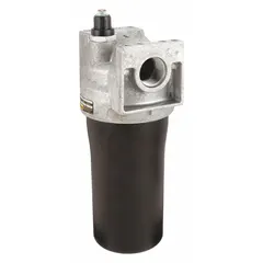 This Parker pressure filter assembly is designed for use in hydraulic pressure lines to remove solid contaminants from fluid. It features a double-length paper filter element, a nominal flow rating of 50 gpm, and a maximum operating pressure of 1,000 psi. The assembly includes SAE #16 ports and is suitable for protecting downstream components in industrial and mobile hydraulic systems.