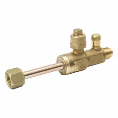 MUELLER Refrigerant Ball Valve: 5 Cv, 1/2 in Female Swivel Right-Hand, Access Port, No Relief Port (MPN A 18947). Key specifications — Brand: MUELLER; Access Port: Yes; Relief Port: No; A2L Compatible: Yes.