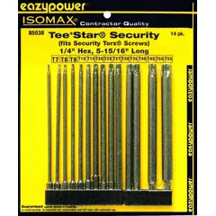 Security Torx® power bit with TR7 tip size for driving tamper-resistant fasteners. Imperial sizing with hex shank for high-torque applications. Impact rated, made from S2 steel.