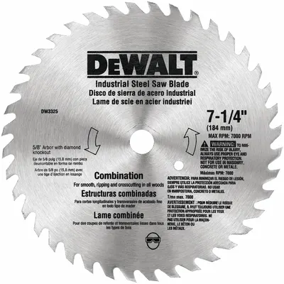 DEWALT Circular Saw Blade: 7 1/4 in Blade Dia., 40 Teeth, 0.09 in Cut Wd, 5/8 in Arbor Size - Wood-Cutting Blades