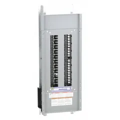 This Square D NQ main lug convertible panel interior is rated 225 A with an aluminum bus. It accommodates QHB, QOB, and QOB-VH circuit breakers in a 42-space configuration. Measuring 33 inches high by 10 7/16 inches wide, it is used for power distribution in commercial and industrial electrical systems.