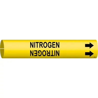BRADY Pipe Marker: Nitrogen, Yellow, Black, Fits 4 to 6 in Pipe O.D., 1 Pipe Markers - Nitrogen Snap-On Pipe Markers
