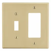 HUBBELL Wall Plate: Combo, 2 Gang, Ivory, Std Size (MPN P126I)