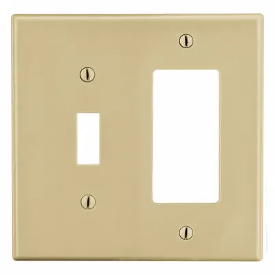 HUBBELL Wall Plate: Combo, 2 Gang, Ivory - Combination Wall Plates