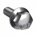 18-8 stainless steel flange bolt with a built-in washer face for load distribution. Fully threaded, 1-1/2 in length, plain finish. Meets IFI-111 dimensional and ASTM 193 material standards. Suitable for machinery, piping flanges, and structural connections.