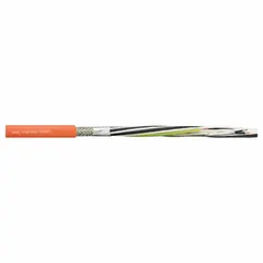 This servo motor power cable features a conductor grouping of (4) 14 AWG with a shielded twisted pair of 16 AWG and includes a ground conductor. The orange PUR jacket provides resistance to oils and abrasion. With a minimum bend radius factor of 8 x OD for fixed installation and 12 x OD for flexible applications, it is suited for use in automated machinery, robotics, and CNC equipment where reliable power and signal transmission are required.