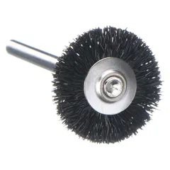 This 2-pack of mounted straight wheel brushes features nylon bristles and a 3/4-inch diameter for use with rotary tools. Suitable for cleaning, deburring, and surface finishing on metals and plastics, including removing rust, paint, or light burrs from edges and grooves.