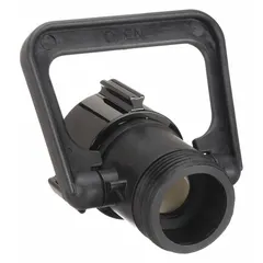 This solid stream swivel shutoff nozzle features a rigid NST-threaded base and a plastic/aluminum body. It activates by twist with no grip, providing straightforward on/off flow control for firefighting and industrial water-delivery applications.