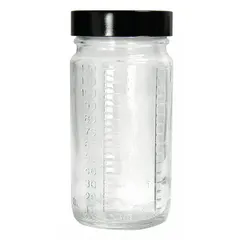 Clear Wide Mouth Round Glass Lab Bottle, 60 mL, 38-400, Colorless, 42 mm Body Dia, Graduated, Case of 48