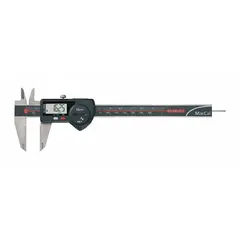 This digital caliper is designed for precise measurement in harsh environments, featuring an IP67 rating for protection against dust and water ingress. It measures outside, inside, depth, and step dimensions with a range of 0 to 6 inches (0 to 150 mm), accuracy of ±0.001 in, and resolution of 0.0005 in / 0.01 mm. The cabled SPC output enables data transfer to external devices (data cable not included). Includes a Certificate of Conformance.
