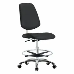 Vinyl Cleanroom Chair, Armless, ISO 4, Aluminum Base, Foot Support, Height Range 21 1/2" to 29"