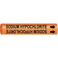 Pipe Marker: Sodium Hypochlorite, Orange, Black, Fits 3/4 to 1 3/8 in Pipe O.D., 1 Pipe Markers (MPN 4362-A)