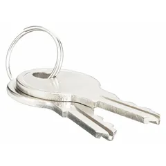 Replacement key for thermostat guards used in HVAC systems. Designed to lock or unlock thermostat enclosures, preventing unauthorized temperature adjustments. Single key (1 PR) with manufacturer part number 012K.