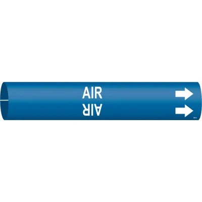 BRADY Pipe Marker: Air, Blue, White, Fits 3/4 to 1 3/8 in Pipe O.D., 1 Pipe Markers - Air Snap-On Pipe Markers