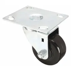 APPROVED VENDOR Light-Duty Swivel Plate Caster, 3 in Phenolic Wheel, Roller Bearing, No Brake, Black