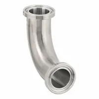 Sanitary Fitting Elbow: 90° Elbow, 1/2 in OD x 1/2 in OD Size, Clamp, 316L Stainless Steel (MPN TEG2C6L.5-PL)