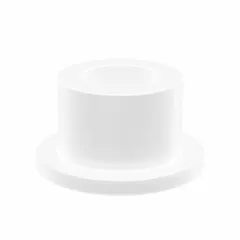 This flanged sleeve bearing is made from PTFE, offering chemical and heat resistance. It has a 5/16 in bore, 1/2 in OD, and 3/8 in overall length. Suitable for applications requiring low friction and corrosion resistance, such as in food processing or chemical handling equipment. Sold in a pack of 10.