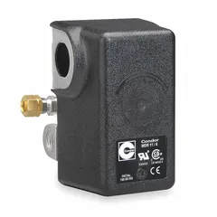 Diaphragm-actuated pressure switch with a range of 20 psi to 105 psi and factory-set ON/OFF differential of 60 psi/80 psi. Features (4) 1/4" FNPT connections. Used to control pump or compressor operation in air and water systems.