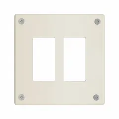 Steel tamper-resistant wall plate in decorator-rocker style, 2-gang jumbo size, ivory finish. Includes Allen head screws for installation. Used to cover and protect two switches or outlets in residential or commercial settings.