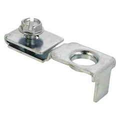 This hanging door pivot bracket measures 3-3/4 inches wide by 5/8 inches high. It is used as a top pivot support for swinging doors, commonly in closet door installations. The bracket is supplied as a single component for interior door pivot systems.