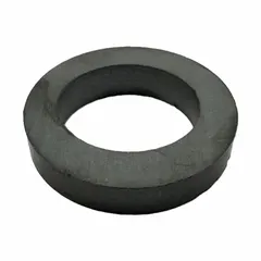 Ring-shaped ceramic magnet with 1 23/32 in outside diameter and 0.25 in thickness. Provides 3.5 lbf maximum pull force. Suitable for holding, positioning, or sensing in industrial equipment, and can be mounted on rods or bolts for jigs, fixtures, and magnetic assemblies.